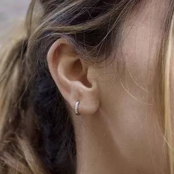 1 пара женских серег-колец, круглые блестящие стразы, удобные для пирсинга кожи, женские серьги-кольца золотистый