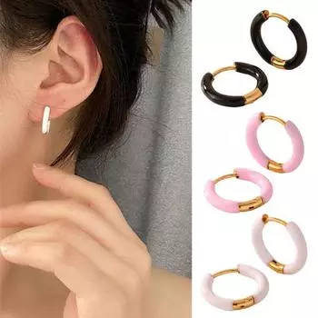 1 пара женских серег-колец с геометрическим узором, однотонные серьги для юбки, повседневная одежда, ювелирные изделия, подарок темно-розовый