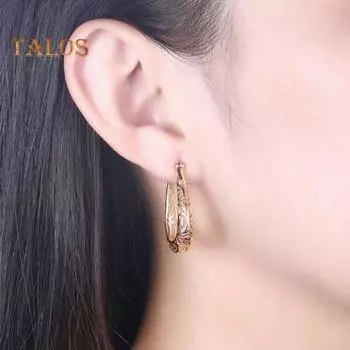 1 пара женских серег-колец U-образной формы с ажурным цветочным узором в американском преувеличенном стиле, висячие серьги для выпускного вечера серебряный