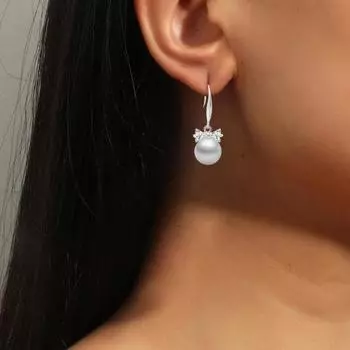 1 пара женских серег-крючков из искусственного жемчуга со стразами, короткие серьги-бабочки, серьги-подвески для выпускного вечера и свадьбы, ювелирные изделия для ушей, серьги-капли серебряный