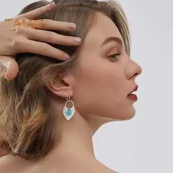 1 пара женских серег-крючков, подвеска в виде звезды в форме капли воды, ретро-этнический стиль, искусственная бирюза, гальванические серьги для выпускного вечера, висячие серьги для ушей для свиданий A