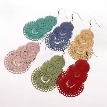 1 пара женских серег, круглые полые кулонные винтажные висячие серьги жёлтый