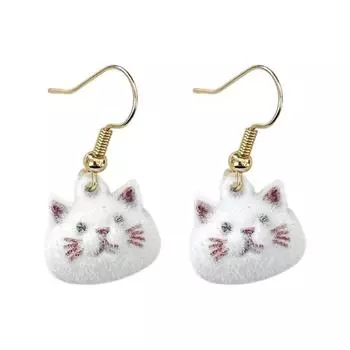 1 пара женских серег, легкие серьги-капли с флокированным дизайном кошки, трехмерные серьги-крючки, ювелирный подарок Cat