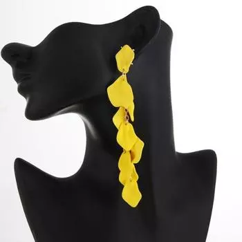 1 пара женских серег-лепестков в стиле ретро, антиаллергенные легкие украшения для ушей, ювелирные изделия, подвесные серьги для выпускного вечера, коктейля, длинные висячие серьги жёлтый