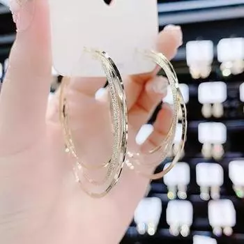 1 пара женских серег, многослойные преувеличенные блестящие полированные темпераментные украшения для ушей, круглые ювелирные изделия золотистый