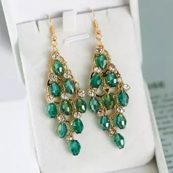 1 пара женских серег, многослойные привлекательные висячие серьги в форме ромба из искусственного хрусталя для выпускного вечера чёрный