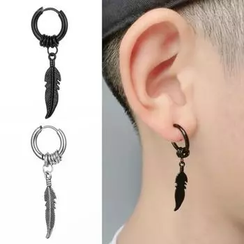 1 пара женских серег, однотонные серьги в форме перьев из нержавеющей стали унисекс, гладкие серьги-капли для белый