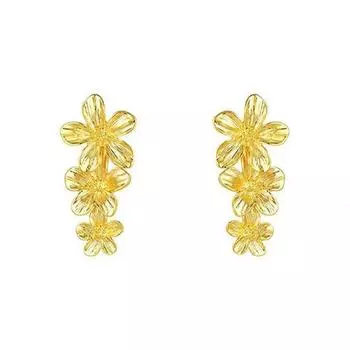 1 пара женских серег-подвесок геометрического дизайна в форме цветка, серьги-гвоздики в ретро-стиле с блестящей текстурой золотистый