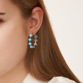 1 пара женских серег преувеличенной U-образной формы, натуральный камень, этнический стиль, богемный ромб, эффектные серьги из искусственной бирюзы, модные украшения серебряный