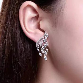 1 пара женских серег с блестящими стразами и кисточками в форме крыльев ангела, женские серьги-гвоздики на свадьбу