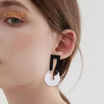 1 пара женских серег с геометрическим рисунком, асимметричные полые акриловые висячие серьги, повседневные вечерние висячие серьги A розы красного