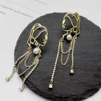 1 пара женских серег с искусственным жемчугом и абстрактной кисточкой, портрет девушки, изысканные индивидуальные серьги-капли серебряный