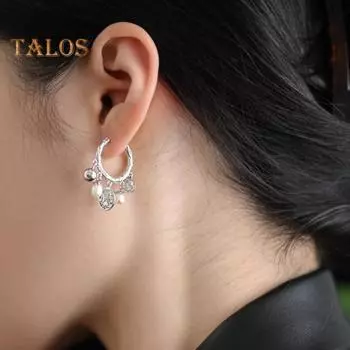 1 пара женских серег с искусственным жемчугом, бусинами, кисточками, серьги-кольца, ретро-стиль, круглые серьги, ювелирные изделия, подарок