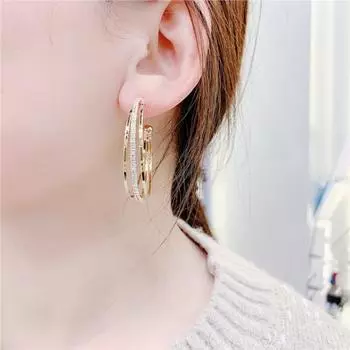 1 пара женских серег с круглыми стразами, портативные антидеформированные висячие серьги для работы серебряный