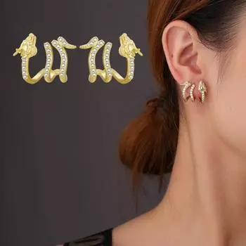1 пара женских серег с кубическим цирконием в форме дракона, полированные гальванические противоскользящие серьги для выпускного вечера, повседневные вечерние серьги