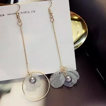 1 пара женских серег с подвесками в форме лепестка цветка и колокольчика серебряный