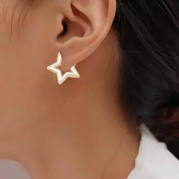 1 пара женских серег с полой звездой, треугольной формы, однотонные, гладкие, для свиданий, вечерние, висячие серьги, женские украшения для ушей Triangle золотистый