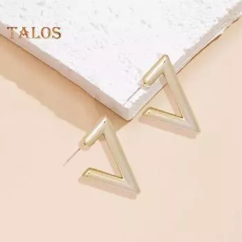 1 пара женских серег с полой звездой, треугольной формы, однотонные, гладкие, для свиданий, вечерние, висячие серьги, женские украшения для ушей Star золотистый
