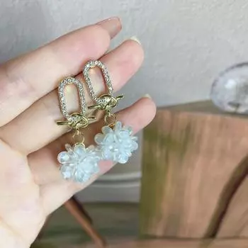 1 пара женских серег с полыми буквами, блестящие стразы, цветочный декор, роскошные изысканные украшения для ушей, вечерние, выпускной, женские висячие серьги золотистый