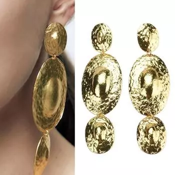 1 пара женских серег с преувеличенным гальваническим покрытием, блестящий нарядный металл, европейский и американский преувеличенный