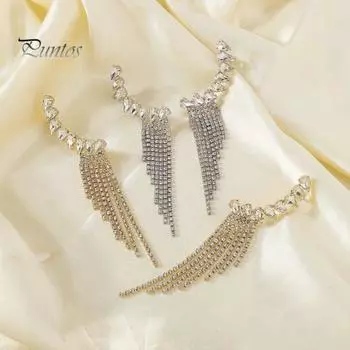 1 пара женских серег с преувеличенными стразами и кисточками, роскошные геометрические формы, однотонные нестандартные серьги из нержавеющей стали, легкие противоаллергенные серьги для выпускного вечера и вечеринки серебряный