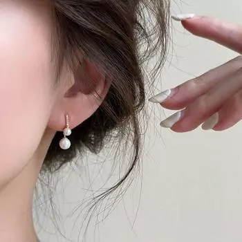 1 пара женских серег со стразами, подвесные серьги из искусственного жемчуга, изысканные антиаллергенные легкие украшения для ушей из нержавеющей стали, ювелирные изделия для выпускного вечера белый