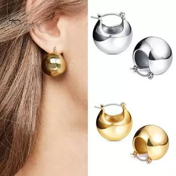 1 пара женских серег в форме шара, изысканный темперамент, круглые серьги-кольца в стиле панк, ювелирные изделия, подарок 14 mm золотистый