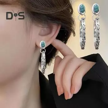 1 пара женских серег в стиле бохо, искусственная бирюза, винтажный стиль, ювелирные изделия, искусственный агат, гравировка, круглые серьги-кольца, выпускные серьги для путешествий красный