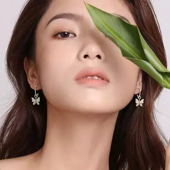 1 пара женских сережек-бабочек, серьги-хаги со стразами, гладкие висячие серьги из сплава, украшения для выпускного вечера, свиданий золотистый