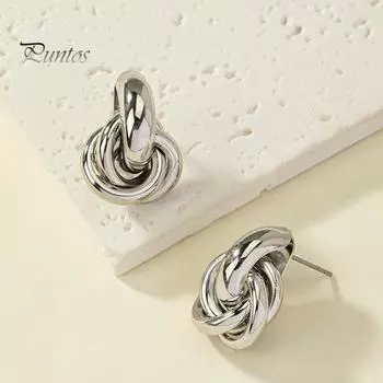 1 пара женских сережек, геометрические многослойные в форме витого шара, металлические блестящие серьги-гвоздики для поездок на работу, свиданий, выпускного вечера, серьги с гальваническим покрытием, украшения для ушей серебряный