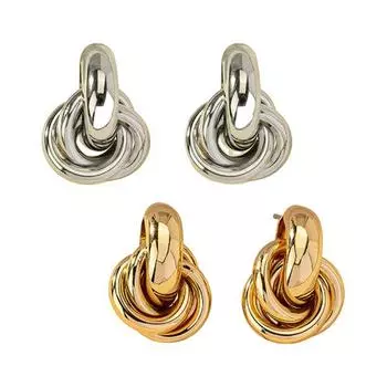 1 пара женских сережек, геометрические многослойные в форме витого шара, металлические блестящие серьги-гвоздики для поездок на работу, свиданий, выпускного вечера, серьги с гальваническим покрытием, украшения для ушей серебряный