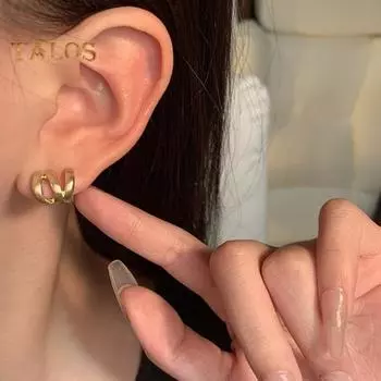 1 пара женских сережек геометрического дизайна, металлические серьги для пирсинга, тонкая работа, серьги-гвоздики, ювелирные аксессуары серебряный