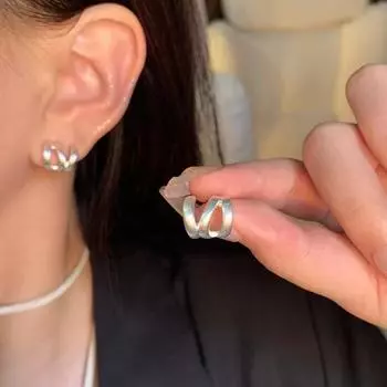 1 пара женских сережек геометрического дизайна, металлические серьги для пирсинга, тонкая работа, серьги-гвоздики, ювелирные аксессуары серебряный