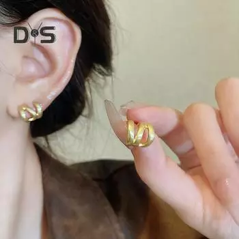 1 пара женских сережек геометрического дизайна, металлические серьги для пирсинга, тонкая работа, серьги-гвоздики, ювелирные аксессуары серебряный