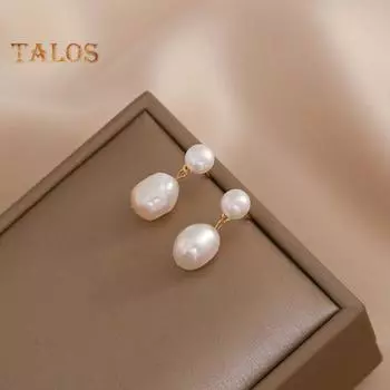 1 пара женских сережек-гвоздиков, белые искусственные жемчуга, висячие серьги-подвески в стиле барокко для дочери-подружки невесты белый