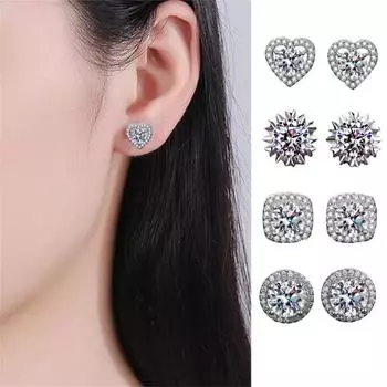 1 пара женских сережек-гвоздиков из меди с кубическим цирконием, сверкающие гипоаллергенные серьги A