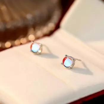 1 пара женских сережек-гвоздиков из сплава лунного камня, легкие гладкие серьги