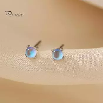 1 пара женских сережек-гвоздиков из сплава лунного камня, легкие гладкие серьги для свиданий, выпускного, банкета и повседневной носки серебряный