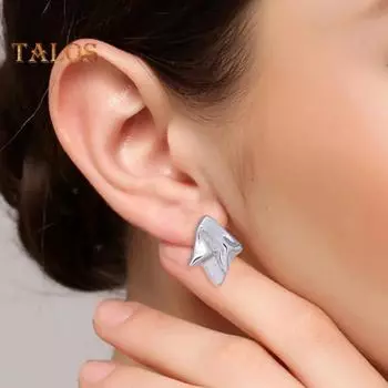 1 пара женских сережек-гвоздиков неправильной геометрической формы, преувеличенные гладкие однотонные серьги-гвоздики для повседневной носки, женские украшения для ушей серебряный