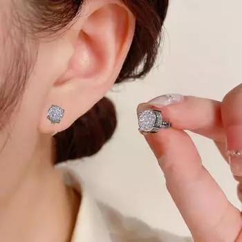 1 пара женских сережек-гвоздиков с квадратными стразами, свадебные серьги-гвоздики из геометрического сплава, повседневные украшения для вечеринок и поездок на работу серебряный
