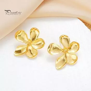1 пара женских сережек-гвоздиков, золотые 3D-цветочные винтажные серьги-гвоздики, полированные сплавные легкие украшения для ушей для свиданий, выпускного вечера золотистый