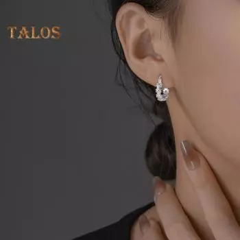 1 пара женских сережек-хаги с цветочным декором, гладкий полированный сплав, медь, ретро-пасторальный стиль, круглые женские серьги серебряный