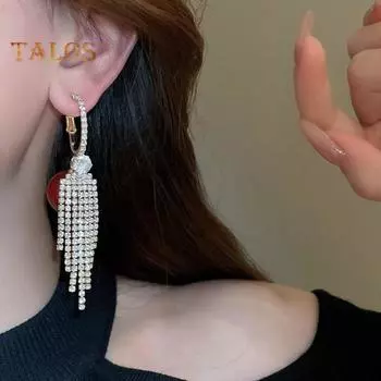 1 пара женских сережек-хаги с искусственным жемчугом и стразами, висячие серьги-кисточки, длинные висячие серьги-гвоздики для выпускного вечера, банкета, уха белый