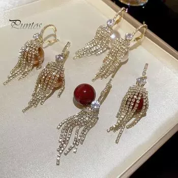 1 пара женских сережек-хаги с искусственным жемчугом и стразами, висячие серьги-кисточки, длинные висячие серьги-гвоздики для выпускного вечера, банкета, уха белый