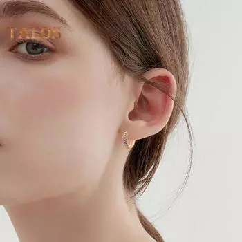 1 пара женских сережек-хаги с кубическим цирконием, геометрические серьги, круглые серьги-кольца, гальванизированные медные серьги A