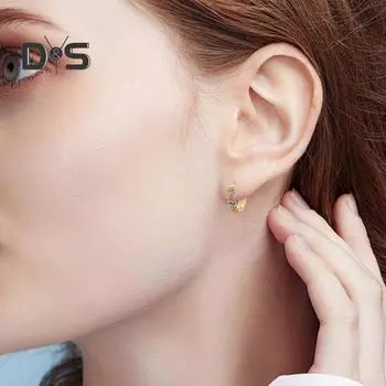 1 пара женских сережек-хаги с кубическим цирконием, геометрические серьги, круглые серьги-кольца, гальванизированные медные серьги A