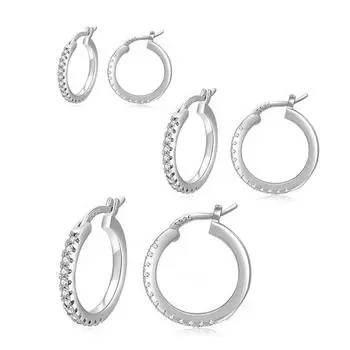 1 пара женских сережек-хаги с кубическим цирконием, круглая форма, день рождения матери 13mm серебряный