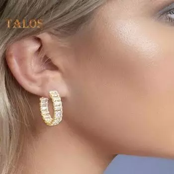 1 пара женских сережек-хаги со стразами, геометрическая форма круга, гальванизированный полированный сплав, серьги для вечеринки, свидания, выпускного вечера золотистый