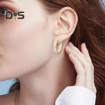 1 пара женских сережек-хаги со стразами, геометрическая форма круга, гальванизированный полированный сплав, серьги для вечеринки, свидания, выпускного вечера золотистый