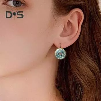 1 пара женских сережек-хаги в винтажном этническом стиле с принтом, легкие серьги для свиданий, повседневной носки, банкета, танцев, висячие серьги, украшения для ушей античный бронзовый